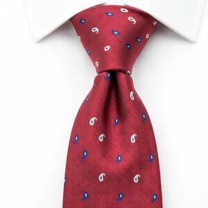 Lauren Ralph Lauren Men’s 100% Silk Tie Red Paisley Made in USA